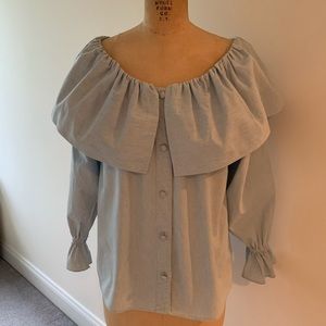 Blue Chambray on / off shoulder blouse